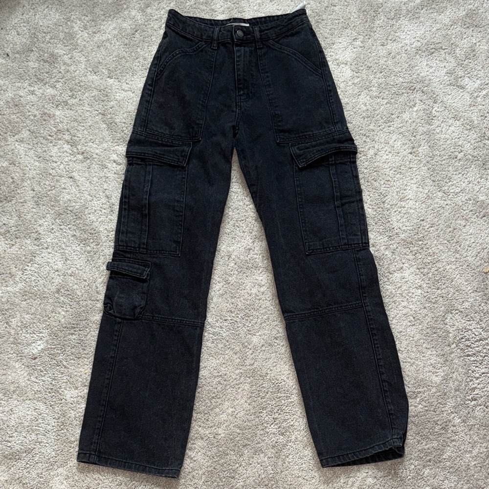 stradivarius Black Cargo Jeans
